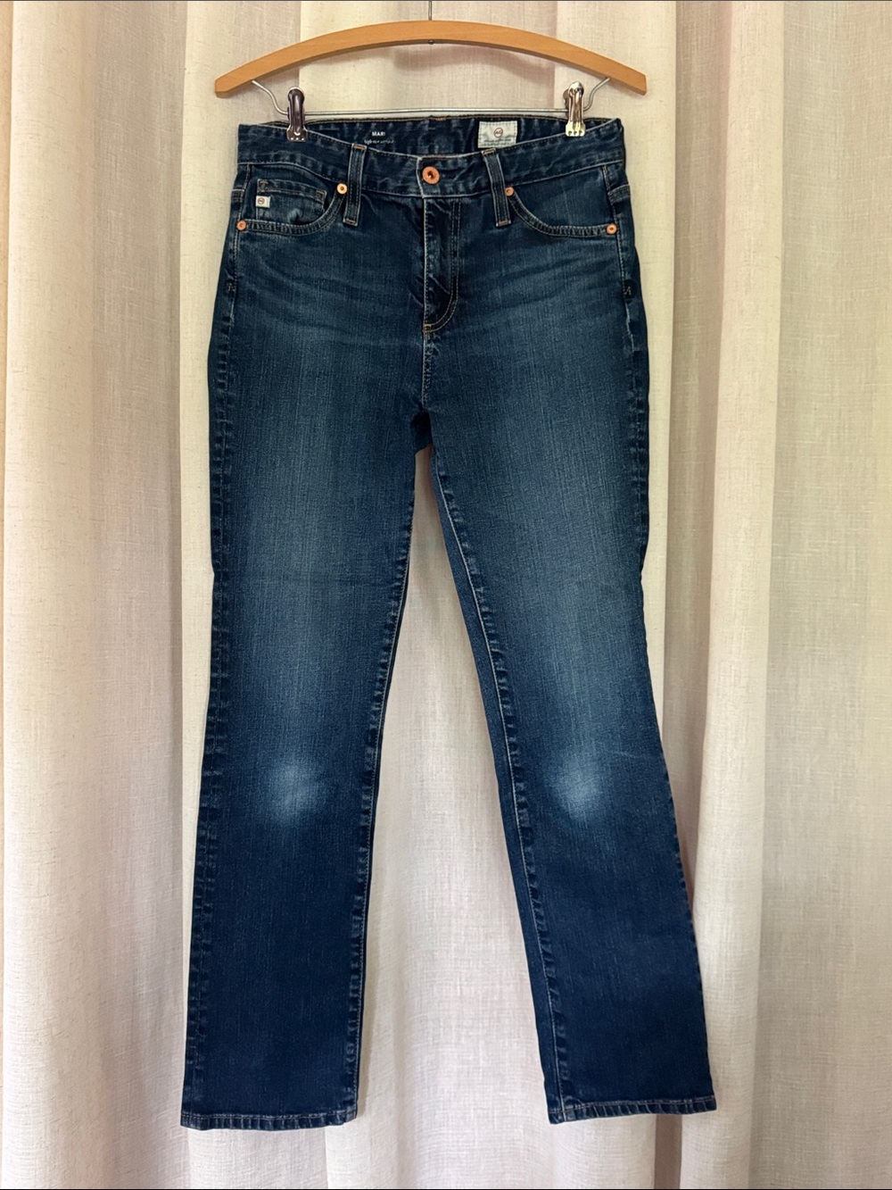 AG Adriano Goldschmied Mari High Rise Straight Jeans Womens 27R Blue